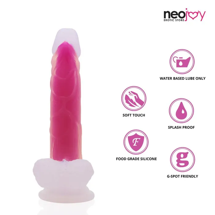 Neojoy Dildos Neojoy Luminous Dildo Pure Silicone transparent suction cup Pink 83 inch 22cm