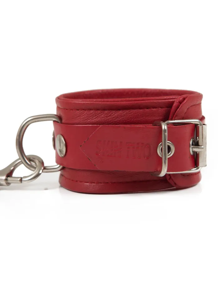 Red Leather Wrist Cuffs HonourSkintwocom Restraints