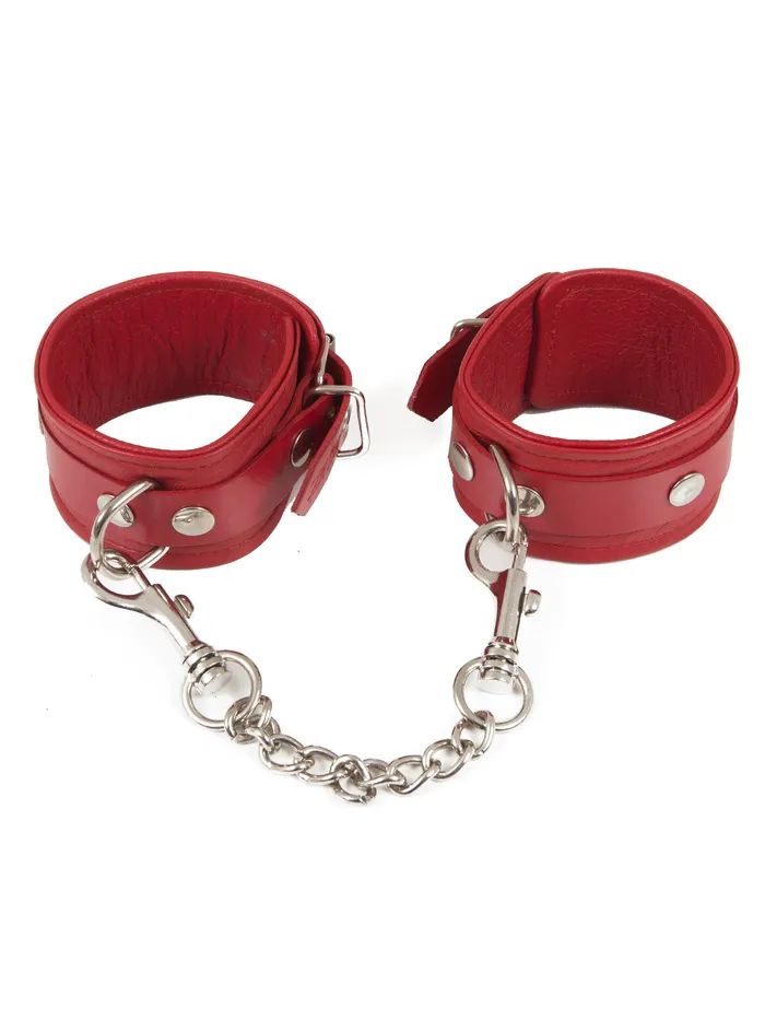Red Leather Wrist Cuffs HonourSkintwocom Restraints