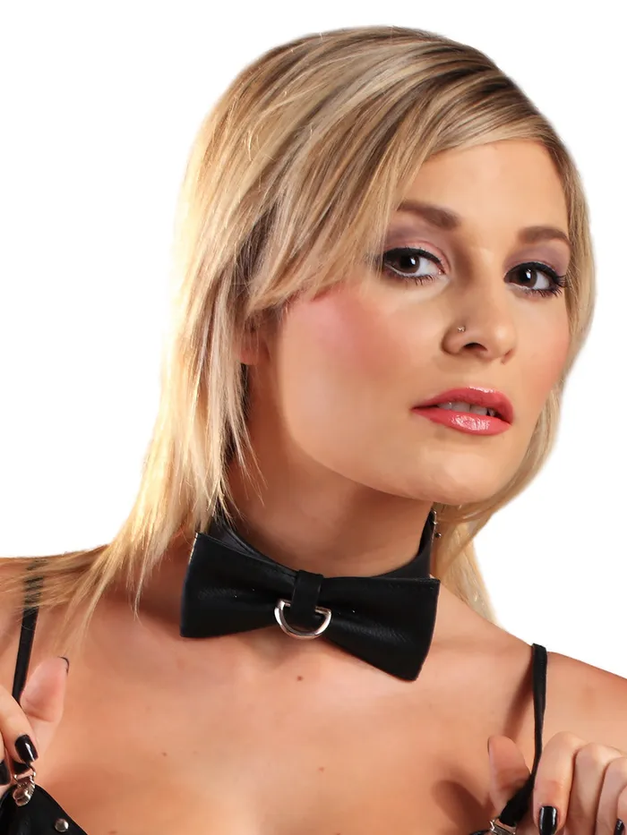 Restraints HonourSkintwocom Leather Bow Tie Collar