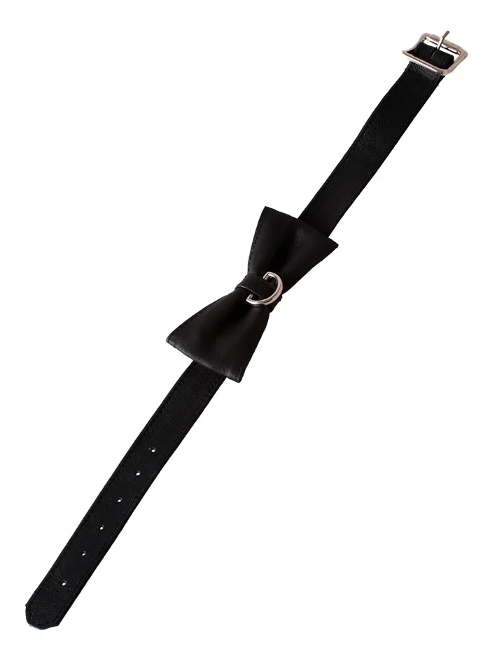 Restraints HonourSkintwocom Leather Bow Tie Collar
