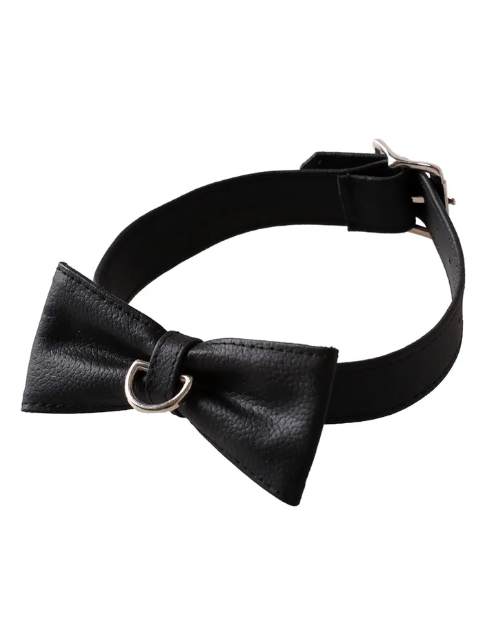 Restraints HonourSkintwocom Leather Bow Tie Collar