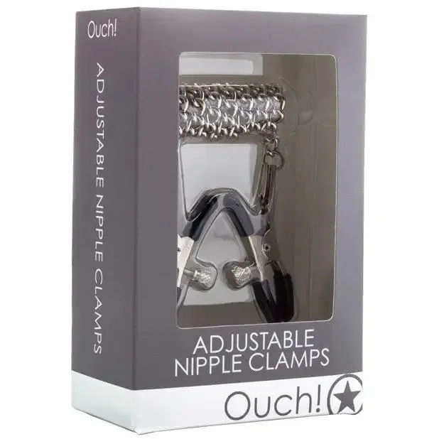 Shots America Shots Ouch Adjustable Nipple Clamps Wchain Vibrators Shots America Shots Ouch Adjustable Nipple Clamps Wchain Vibrators
