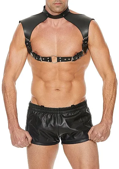 SkinTwocom Men Harness with Neck Collar Leather Black Female Sex Toys