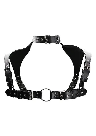 SkinTwocom Men Harness with Neck Collar Leather Black Female Sex Toys
