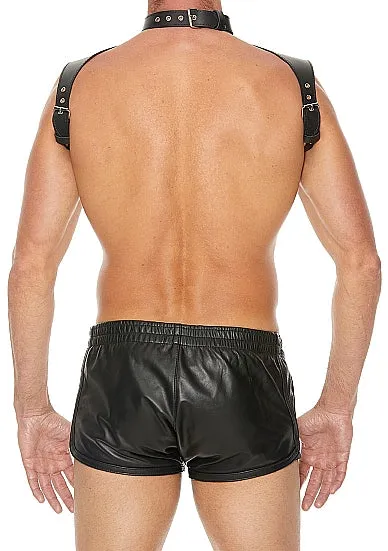 SkinTwocom Men Harness with Neck Collar Leather Black Female Sex Toys