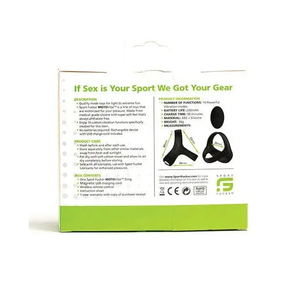 Sport Fucker Anal Sport Fucker Motovibe Sling Cockring Wremote Black