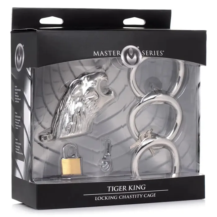 Tiger King Locking Chastity Cage Master Series Male Sex Toys