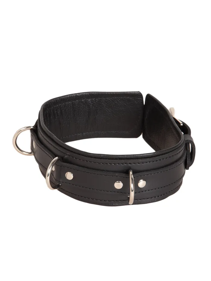 Triple DRing Lockable Collar HonourSkintwocom Male Sex Toys