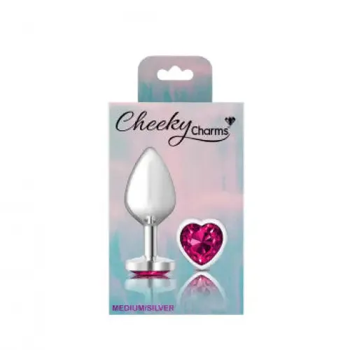 Viben Anal Cheeky Charms Heart Bright Pink Silver Plug