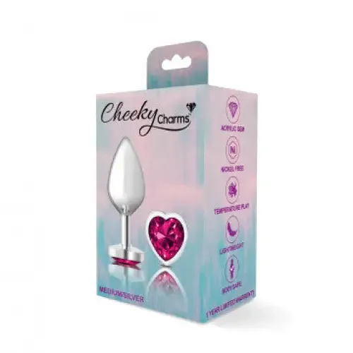 Viben Anal Cheeky Charms Heart Bright Pink Silver Plug