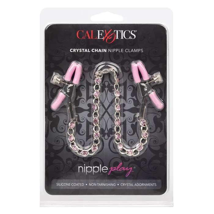 Vibrators CalExotics Calexotics Nipple Play Crystal Chain Clamps Pink