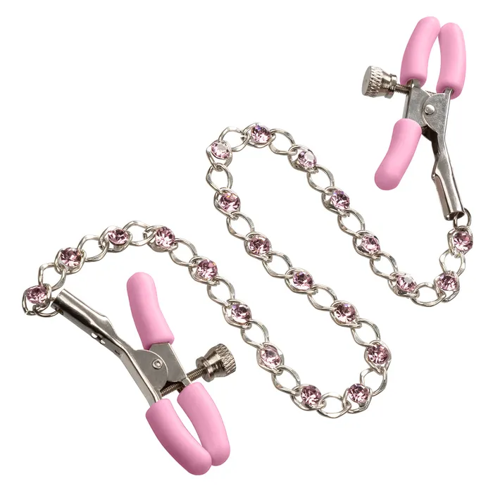Vibrators CalExotics Calexotics Nipple Play Crystal Chain Clamps Pink