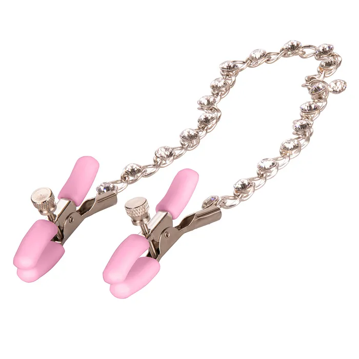 Vibrators CalExotics Calexotics Nipple Play Crystal Chain Clamps Pink