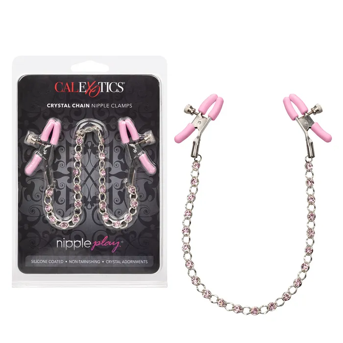 Vibrators CalExotics Calexotics Nipple Play Crystal Chain Clamps Pink