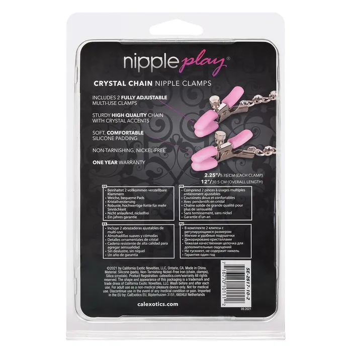 Vibrators CalExotics Calexotics Nipple Play Crystal Chain Clamps Pink