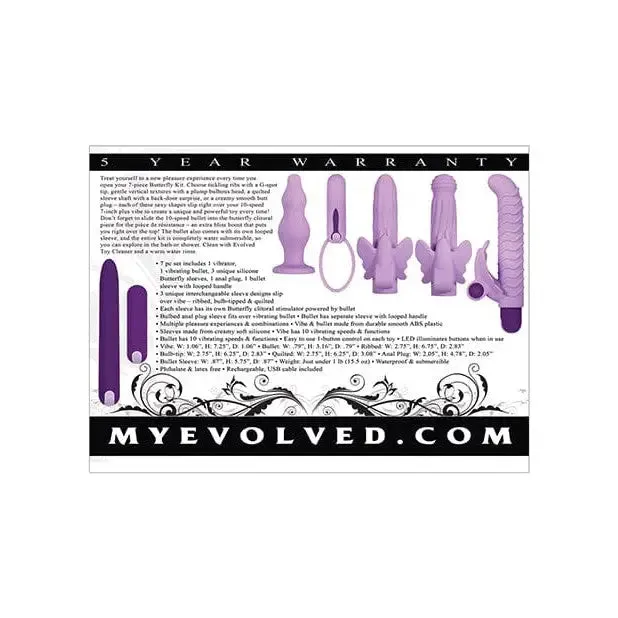 Vibrators Evolved Evolved Lilac Desires 7piece Butterfly Vibrator Kit