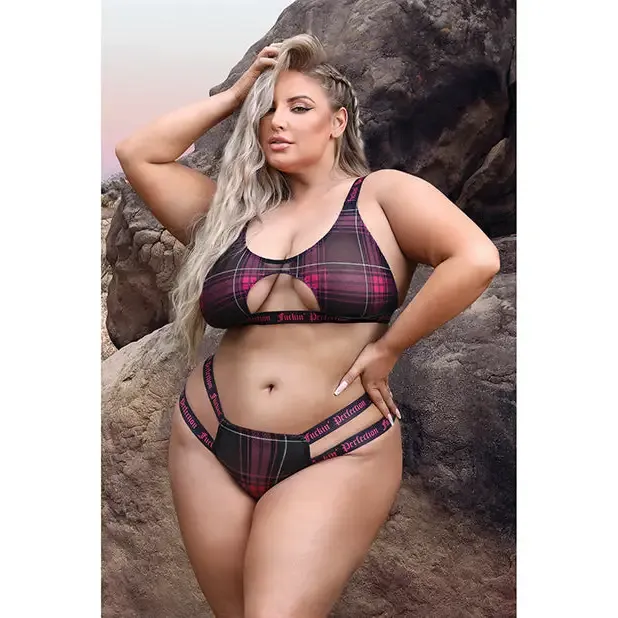 Vibrators Fantasy Lingerie Vibes Fuckin Perfection Plaid Mesh Cut Out Bralette Panty Black LXL Fantasy Lingerie Vibrators Fantasy Lingerie Vibes Fuckin Perfection Plaid Mesh Cut Out Bralette Panty Black LXL Fantasy Lingerie