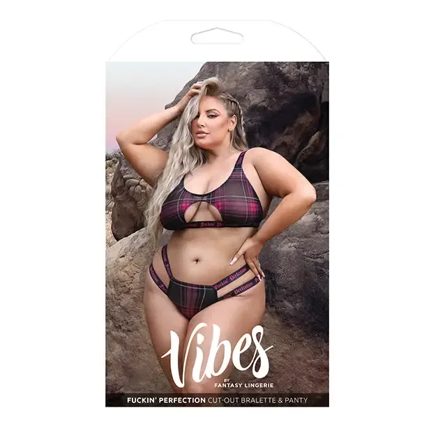 Vibrators Fantasy Lingerie Vibes Fuckin Perfection Plaid Mesh Cut Out Bralette Panty Black LXL Fantasy Lingerie Vibrators Fantasy Lingerie Vibes Fuckin Perfection Plaid Mesh Cut Out Bralette Panty Black LXL Fantasy Lingerie