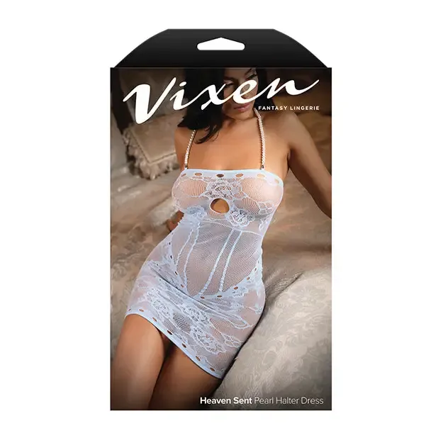 Vibrators Fantasy Lingerie Vixen Heaven Sent Seamless Lace Dress wDetachable Pearl Halter Strap Blue OS Vibrators Fantasy Lingerie Vixen Heaven Sent Seamless Lace Dress wDetachable Pearl Halter Strap Blue OS