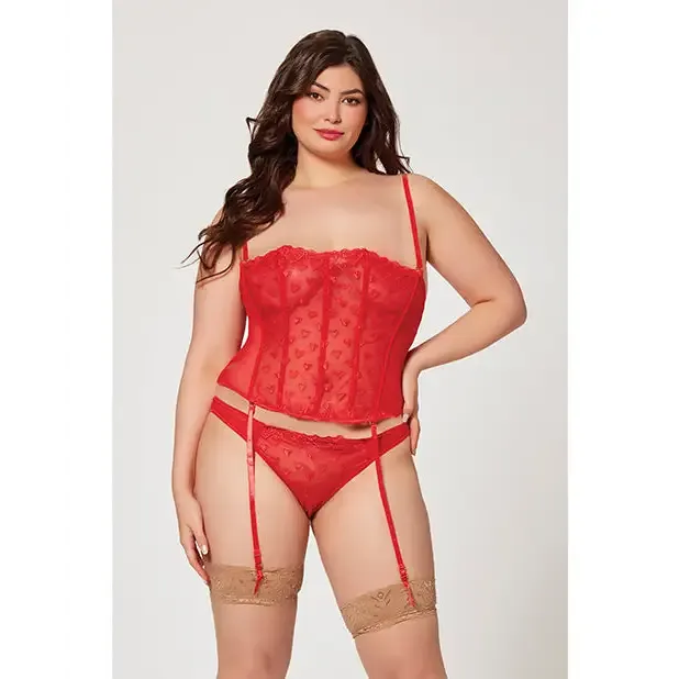 Vibrators Seven til Midnight Valentines Heart Embroidered Mesh Bustier Panty Red Vibrators Seven til Midnight Valentines Heart Embroidered Mesh Bustier Panty Red