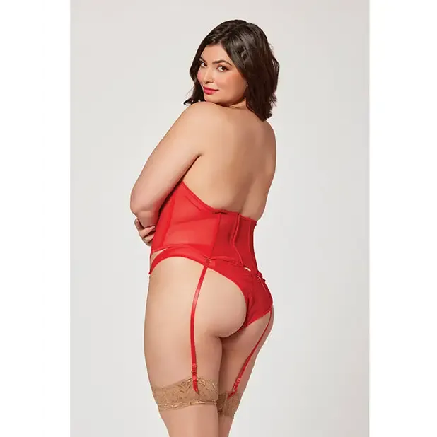 Vibrators Seven til Midnight Valentines Heart Embroidered Mesh Bustier Panty Red Vibrators Seven til Midnight Valentines Heart Embroidered Mesh Bustier Panty Red