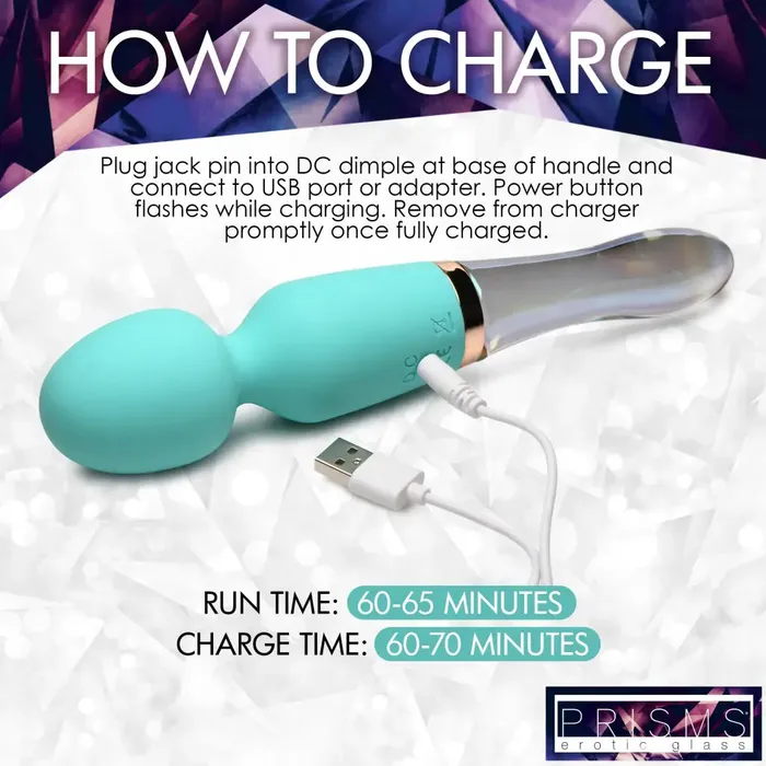 XR Brands Dildos 10x Turquoise Dual Ended Silicone And Glass Wand