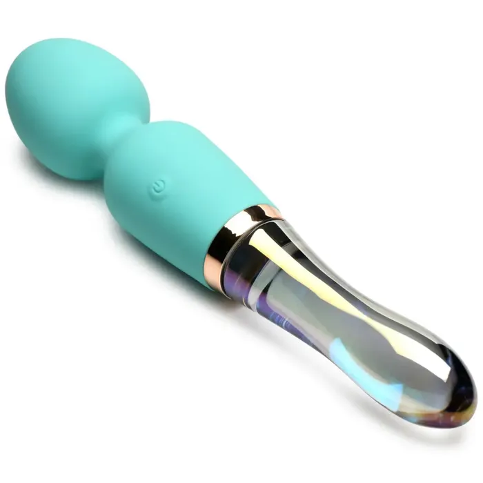 XR Brands Dildos 10x Turquoise Dual Ended Silicone And Glass Wand