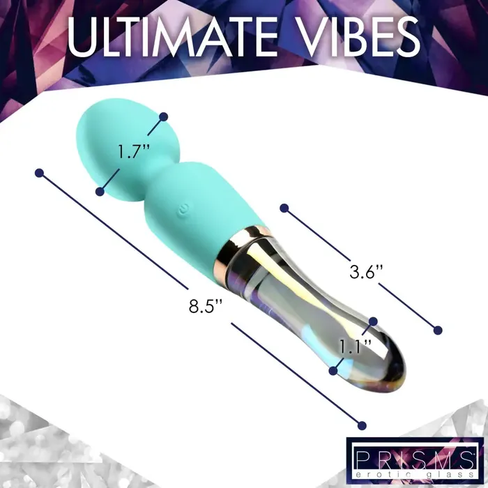 XR Brands Dildos 10x Turquoise Dual Ended Silicone And Glass Wand