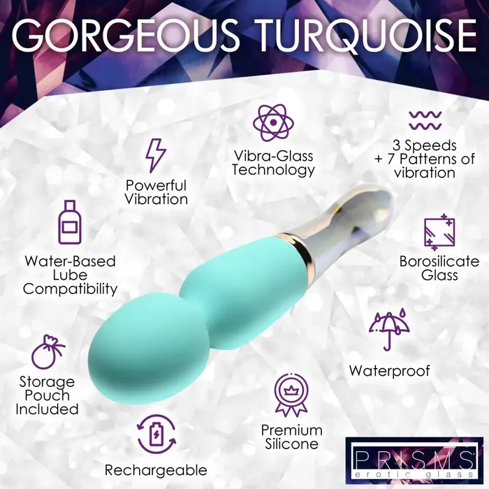 XR Brands Dildos 10x Turquoise Dual Ended Silicone And Glass Wand