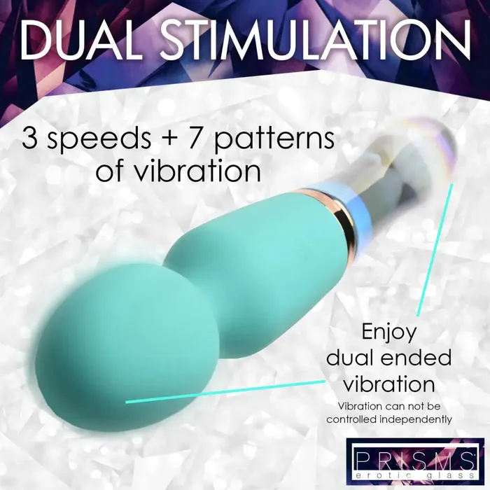 XR Brands Dildos 10x Turquoise Dual Ended Silicone And Glass Wand