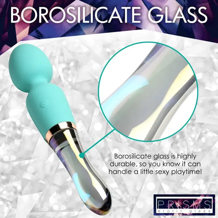 XR Brands Dildos 10x Turquoise Dual Ended Silicone And Glass Wand