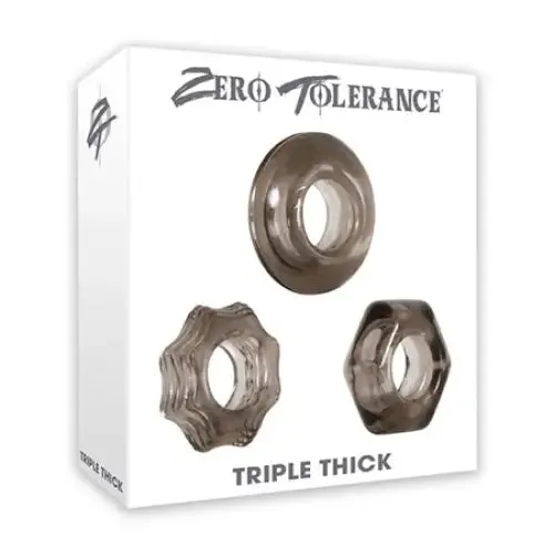 Zero Tolerance Anal Zero Tolerance Triple Thick 3Piece Cockring Set Smoke