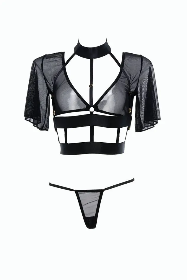 Allure Lingerie Adore Dreamer Strappy Top Thong Black OS Allure Lingerie Anal