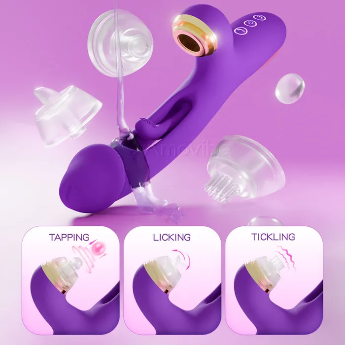 Amovibe Female Sex Toys Innovative Flapping G spot Vibrator with Replaceable Silicone Sleeves for Tapping Tickling Licking Function Amovibe Female Sex Toys Innovative Flapping G spot Vibrator with Replaceable Silicone Sleeves for Tapping Tickling Licking Function