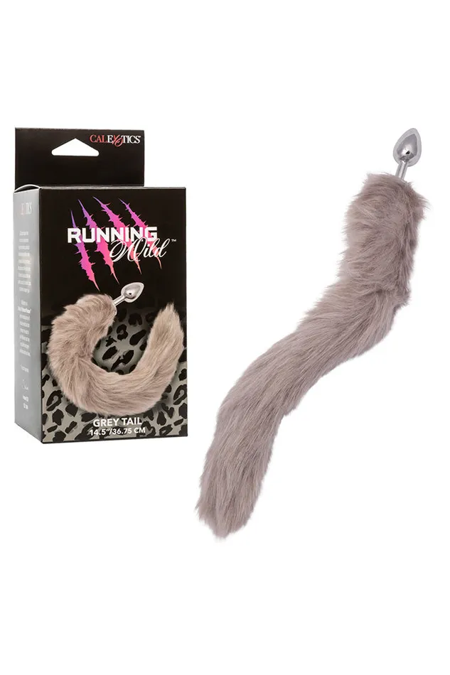 Anal Cal Exotics Running Wild Grey Tail Anal Plug GreySilver Cal Exotics