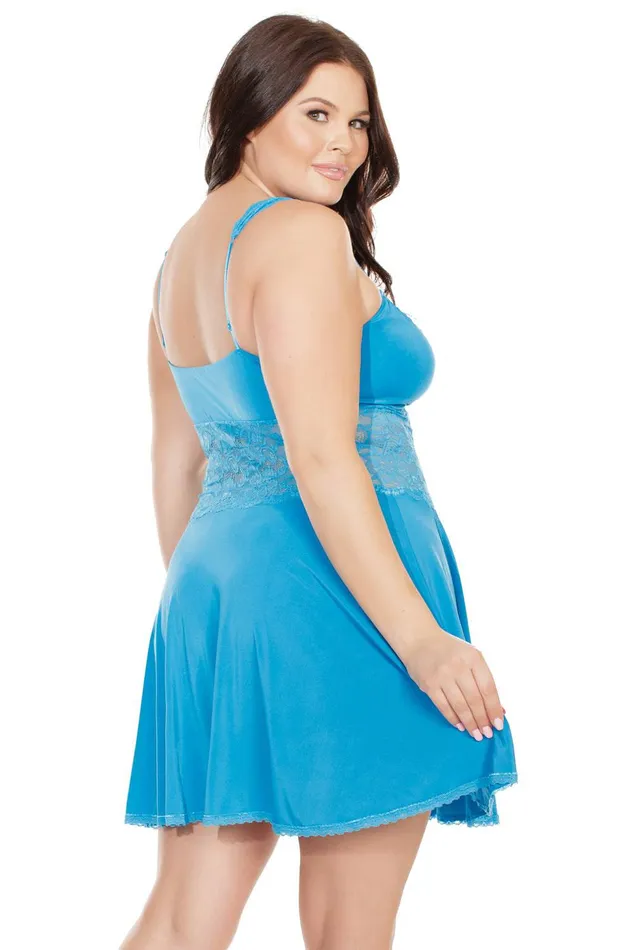 Anal Coquette 7230X Babydoll Thong Set Blue OSXL Coquette