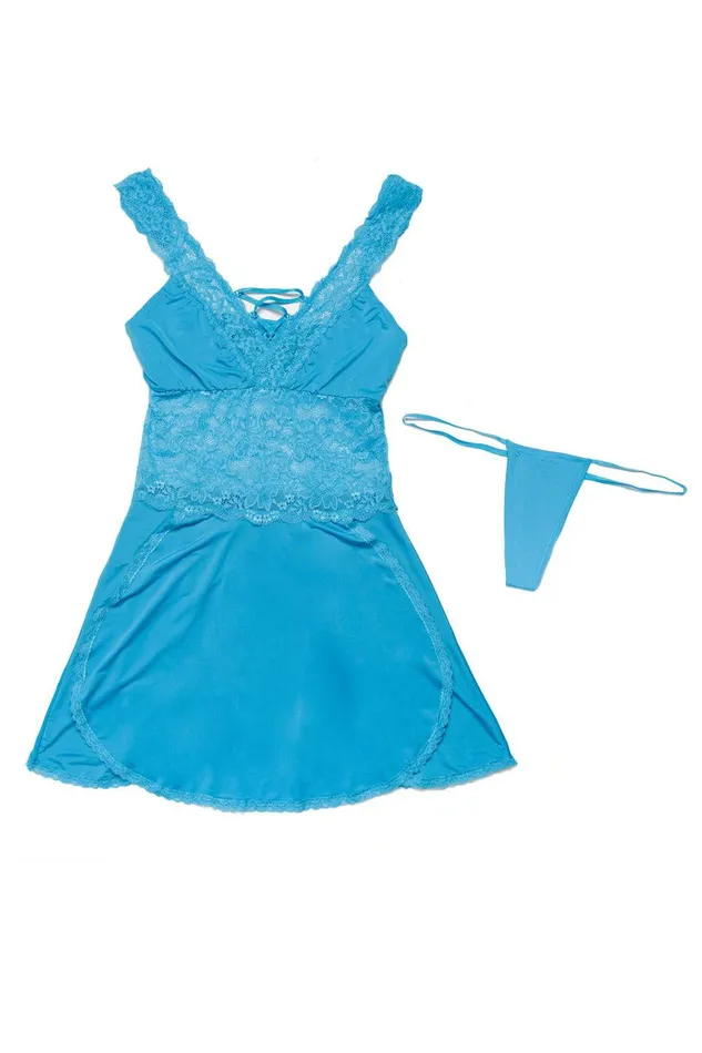 Anal Coquette 7230X Babydoll Thong Set Blue OSXL Coquette