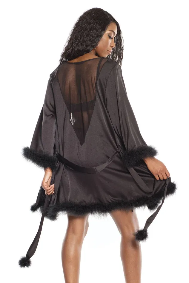 Anal Coquette Coquette 3875 Satin Robe Black OS Anal Coquette Coquette 3875 Satin Robe Black OS