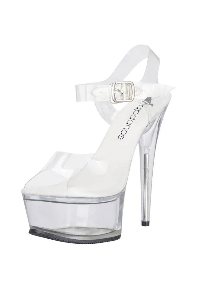 Anal Lapdance Lapdance Shoes LS01 6 Inch Platform Sandal w Strap Clear