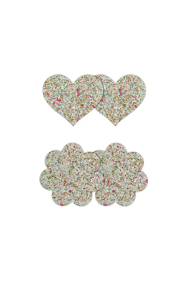 Anal NS Novelties NS Novelties Pretty Pasties Heart Flower Glow in the Dark Glitter Pasties 2 Pair Anal NS Novelties NS Novelties Pretty Pasties Heart Flower Glow in the Dark Glitter Pasties 2 Pair