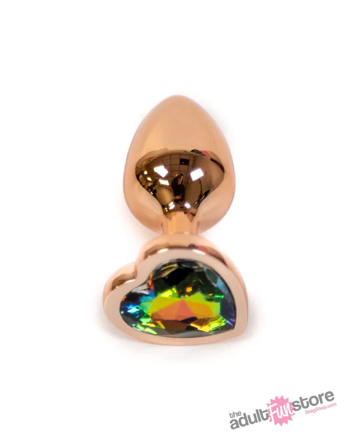 Anal NS Novelties Rear Assets Aluminum Heart Butt Plug Rose GoldRainbow 275 Inch NS Novelties
