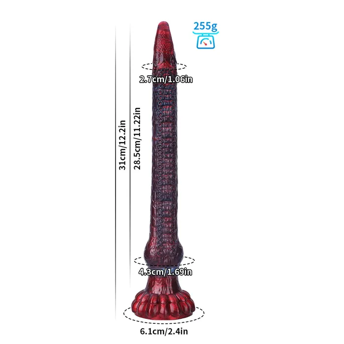 Anal Platinum Silicone Series Fantasy Octopussy Platinum Silicone Dildo 122 Inch Metallic Red