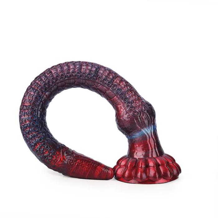 Anal Platinum Silicone Series Fantasy Octopussy Platinum Silicone Dildo 122 Inch Metallic Red