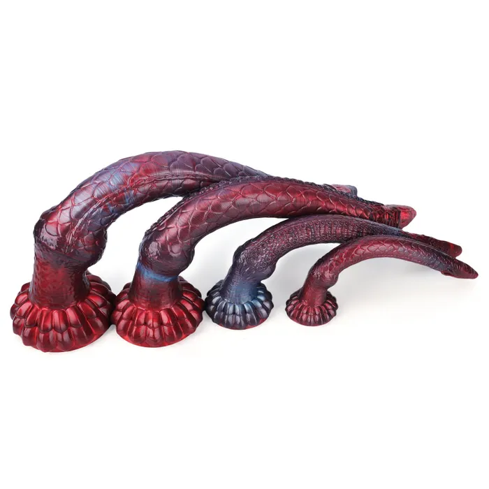 Anal Platinum Silicone Series Fantasy Octopussy Platinum Silicone Dildo 122 Inch Metallic Red