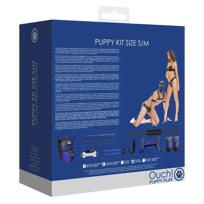 Anal Shots Toys Shots Ouch Puppy Play Neoprene Kit SM BlackBlue