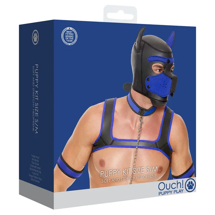 Anal Shots Toys Shots Ouch Puppy Play Neoprene Kit SM BlackBlue
