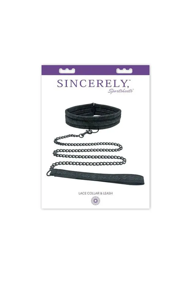 Anal Sportsheets Sincerely by Sportsheets Lace Collar Leash Black