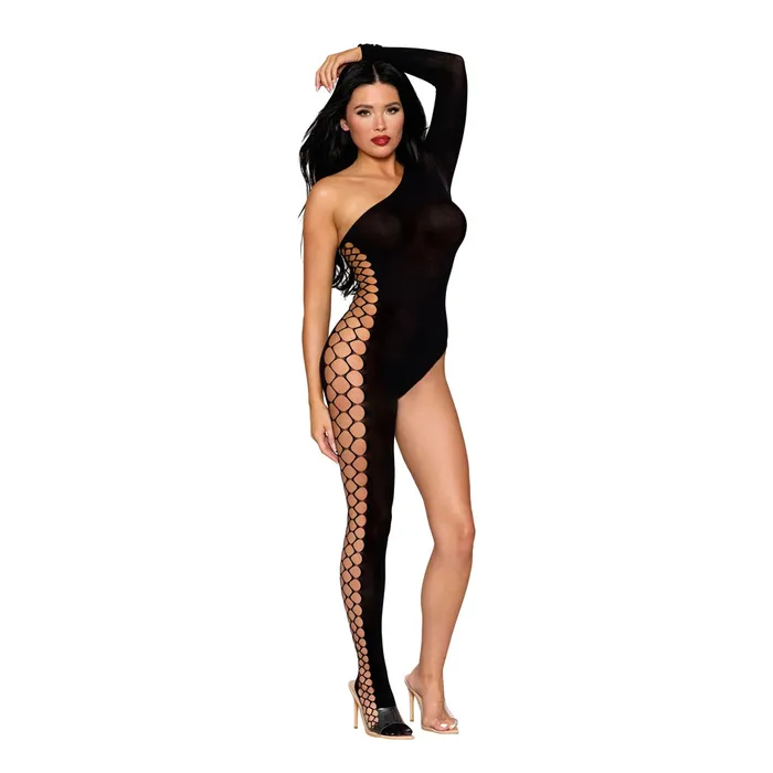 Bodystockings Playsuits Dreamgirl Asymmetrical Seamless Bodystocking 0514 Black DREAMGIRL Bodystockings Playsuits Dreamgirl Asymmetrical Seamless Bodystocking 0514 Black DREAMGIRL