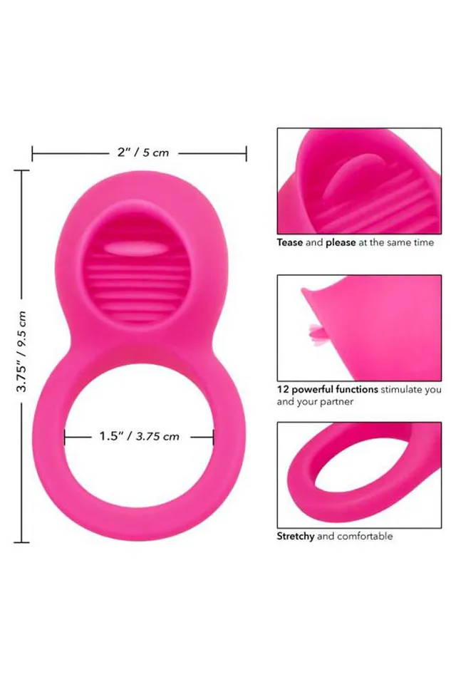 Cal Exotics Cal Exotics Couples Enhancer Silicone Rechargeable Teasing Tongue Pink Vibrators